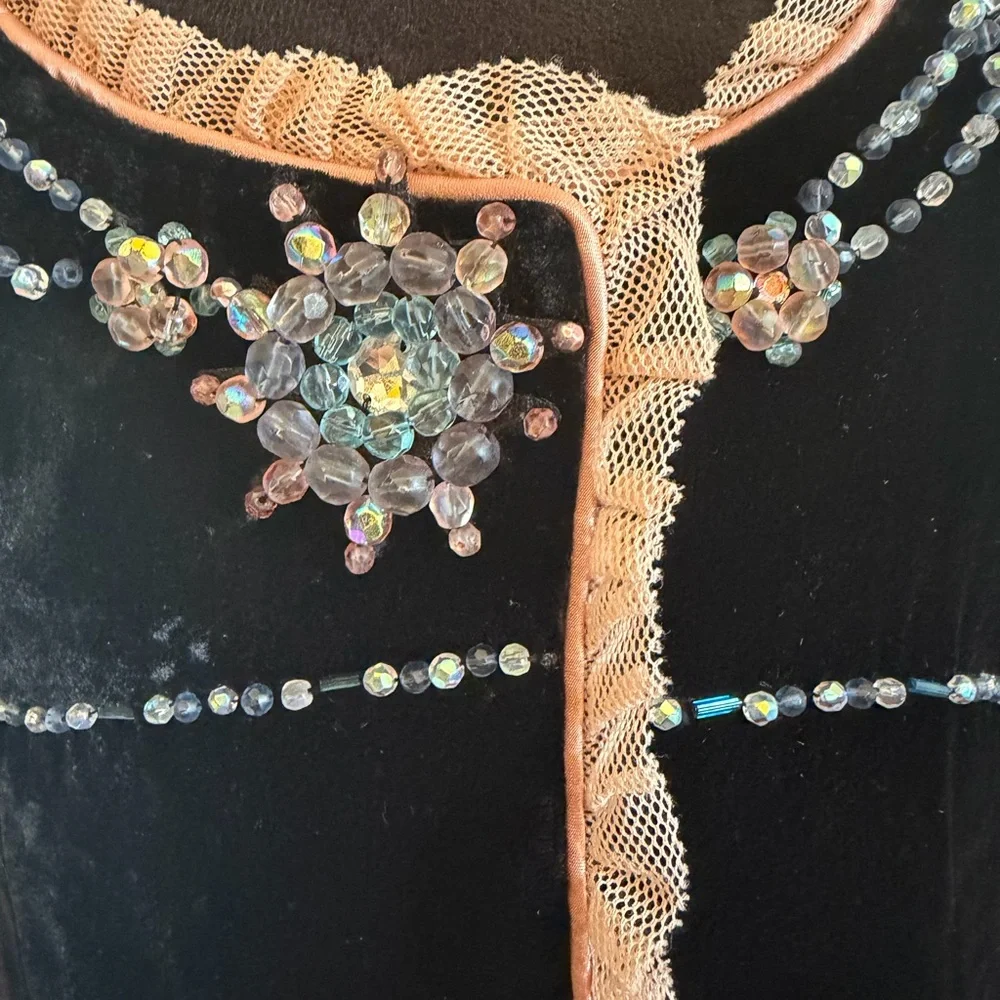 Nanette Lepore Black Velvet Blazer with Pink Trim & Beaded Accents - Picture 2 of 12